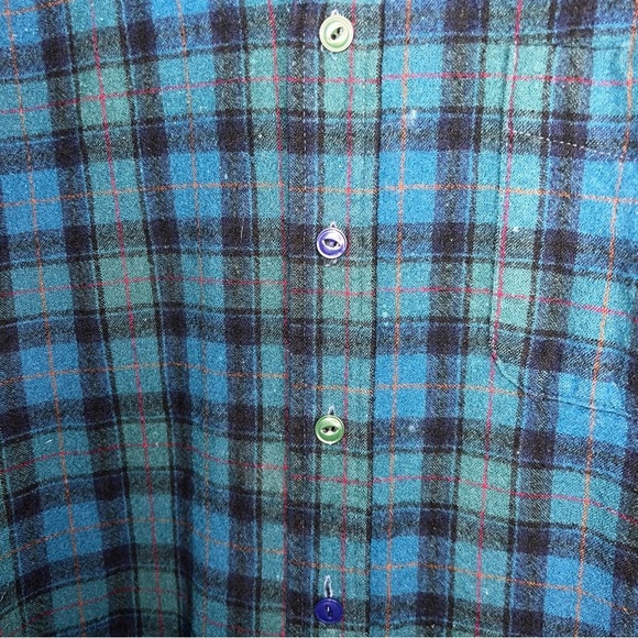 Pendleton Pure Virgin Wool Blue and Green Plaid Button Down Women’s Size Large - Picture 14 of 15